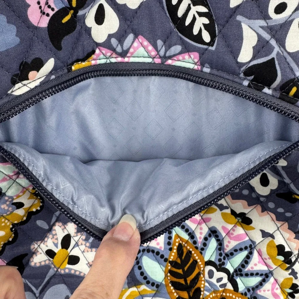 Vera Bradley Sling Backpack Women Navy Floral Quilted Cotton Boho Travel School